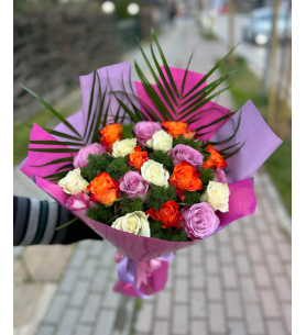 ithal renkli gül buketi5
